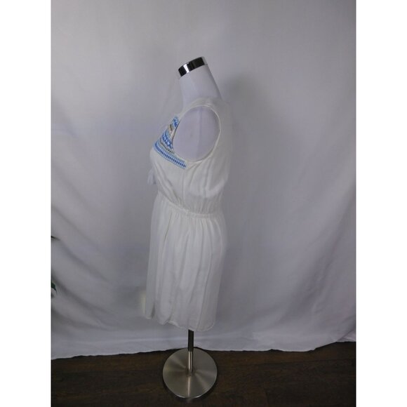 White Sleeveless Boho Dress Tassels Embroidered Details By Fejéj Sz 2 - Picture 9 of 12